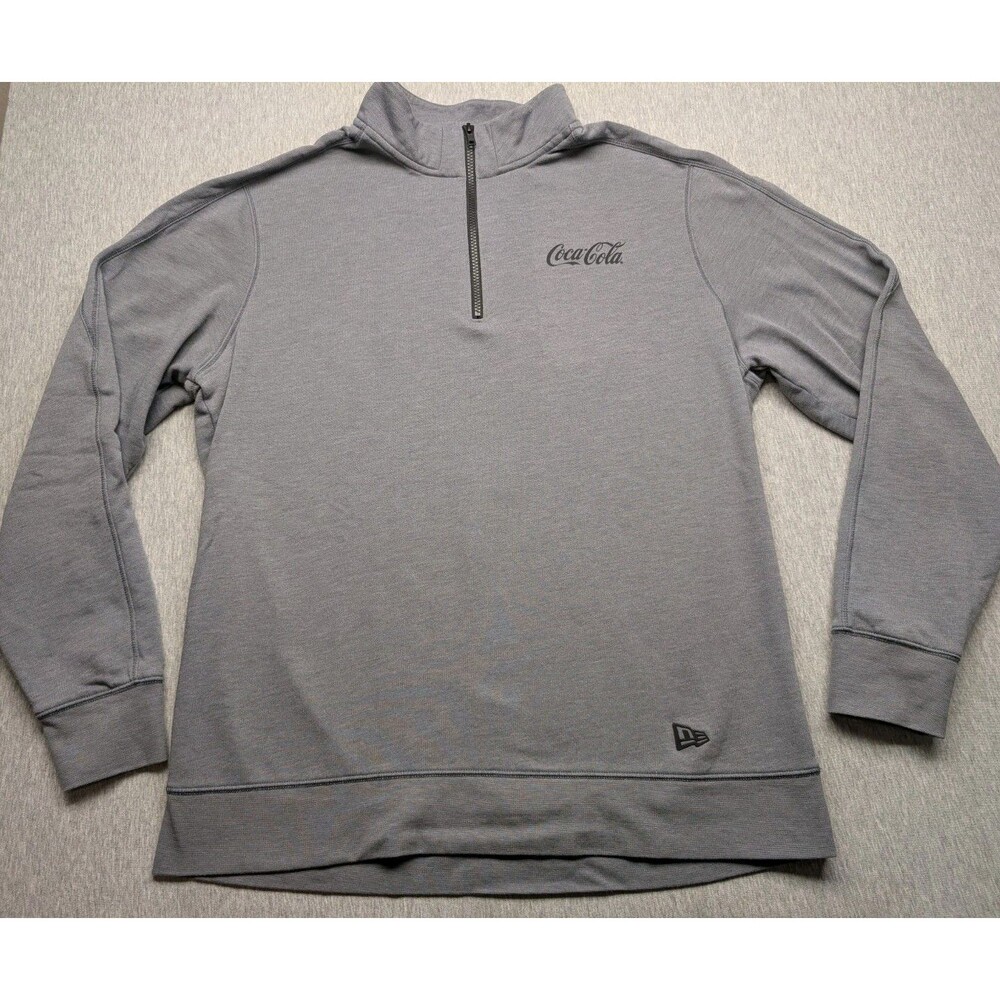 New Era Coca-Cola Sweatshirt Mens XL Gray 1/4 Zip Fleece Pullover Mock Neck Logo